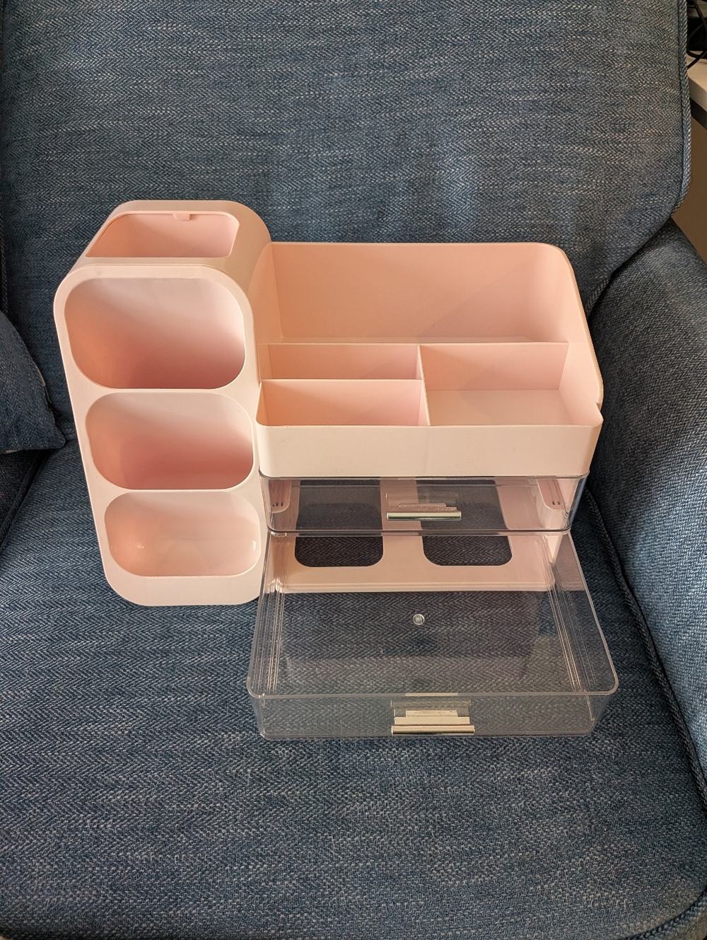 Pink Multi-Compartment Cosmetic & Desk Organizer